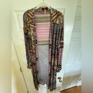 Free People Multicolor Patterned Fabric Duster